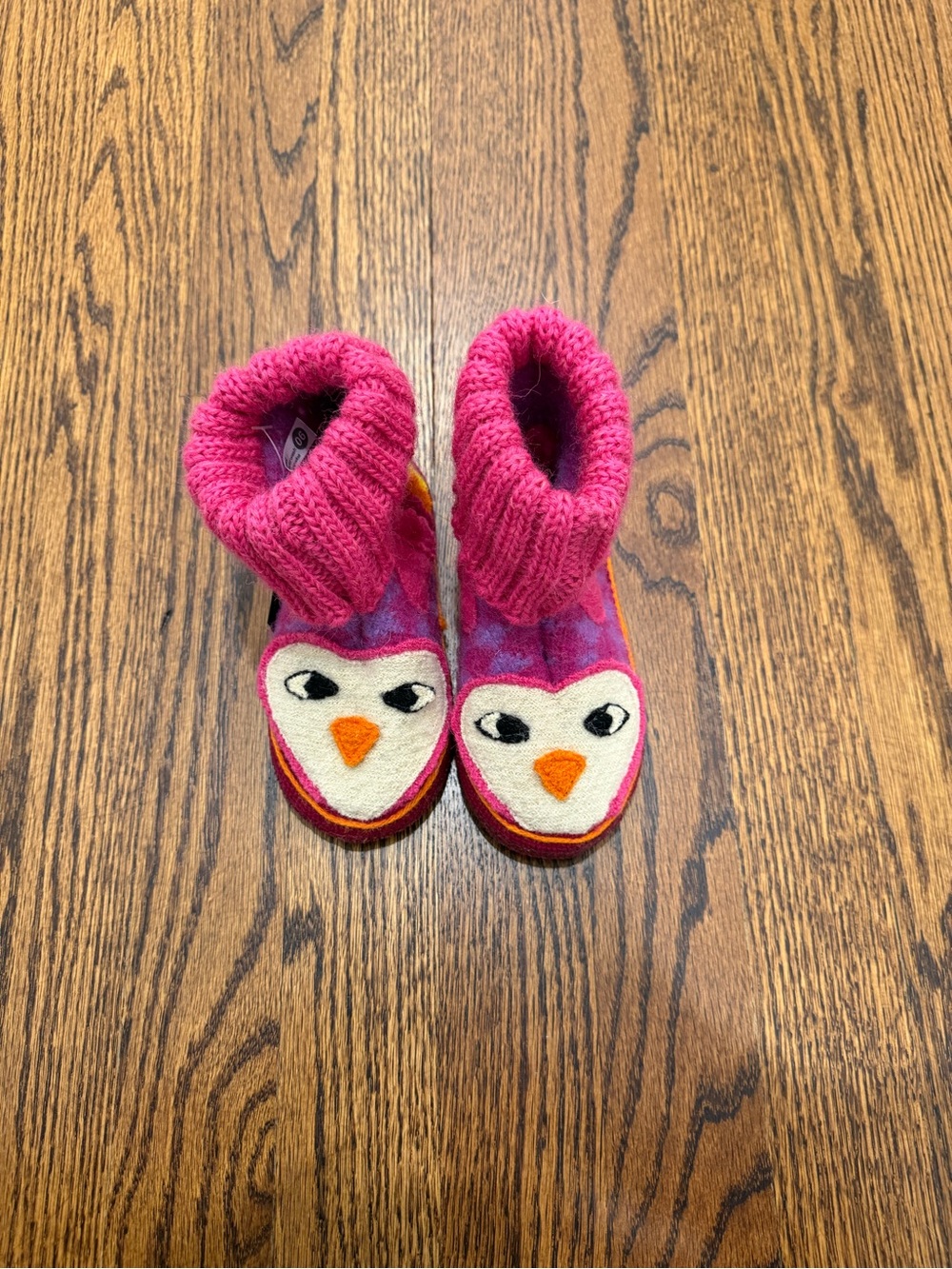 Garnet Hill Pink Penguin Slipper Socks for Kids